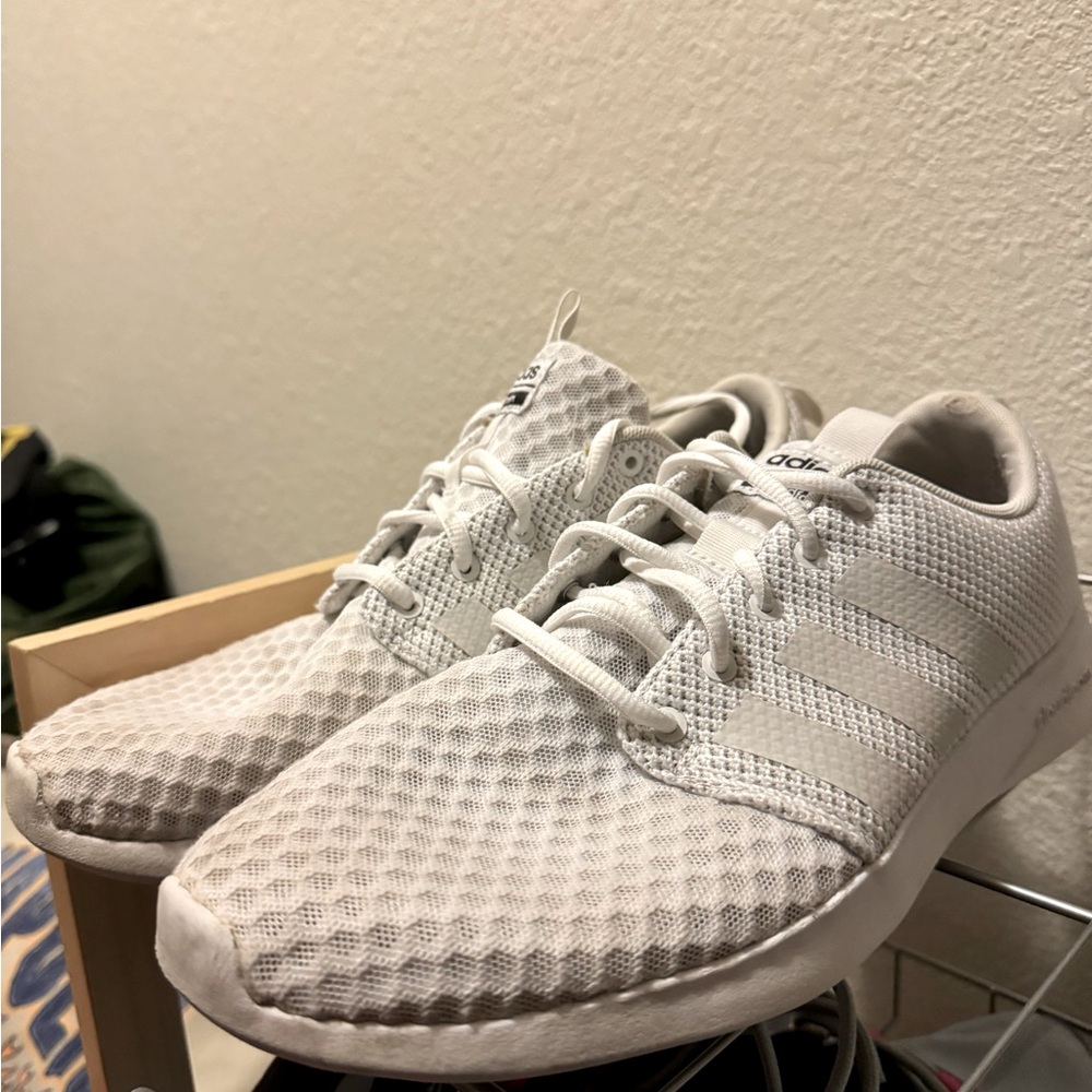 Adidas CloudFoam White Sneakers with Textured Upper